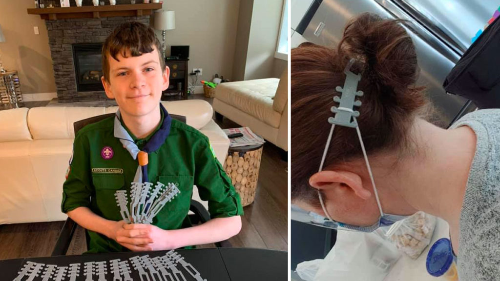 Quinn Callander, a 12-year-old from Maple Ridge, British Columbia used his own 3D printer to produced hundreds of ear guards. 