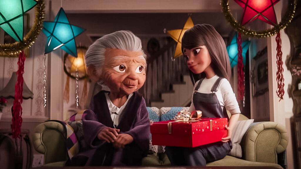 Screencapture from Disney 2020 Christmas Advert, 'FROM OUR FAMILY TO YOURS'