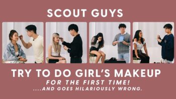 Scout guys do ladies' makeup for the first time!